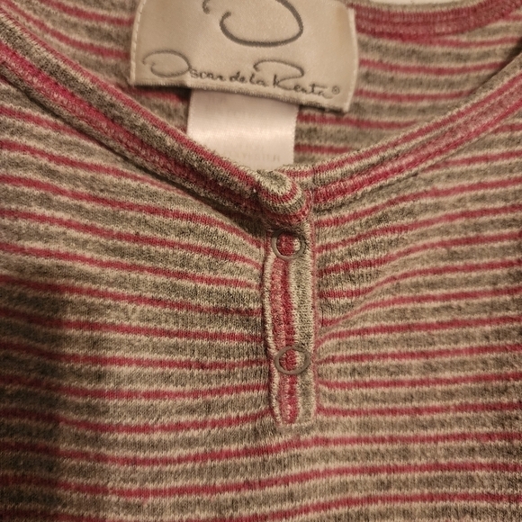 O Oscar De La Renta Striped Short Sleeve Top Size L - Picture 5 of 10
